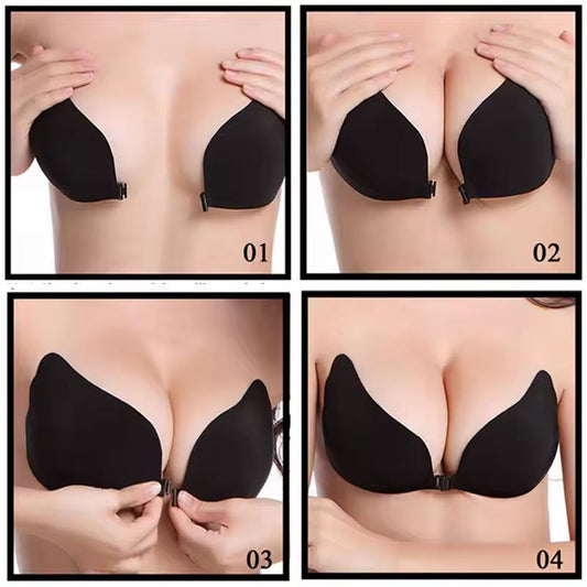 Invisible Push Up Bra Backless Strapless Bra Seamless Front Closure Underwear Self-Adhesive Bralette Women's Sticky Lingerie