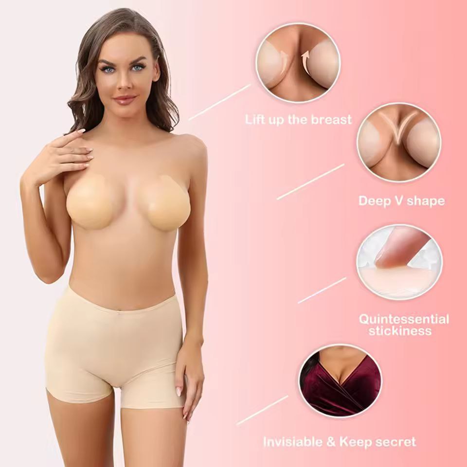 Adhesive Silicone Lift Up Bra Stick On Bra Push Up Strapless Backless Bra For Women Shockproof Sports Support Fitness Vest