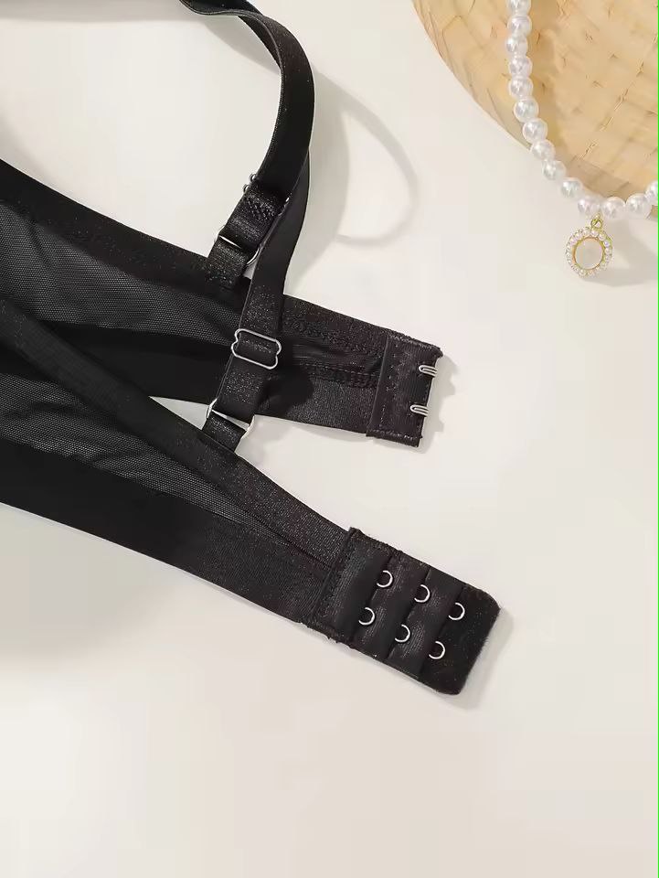 European and American women's sexy lingerie set black pull up bra thong spring and summer new products B2932