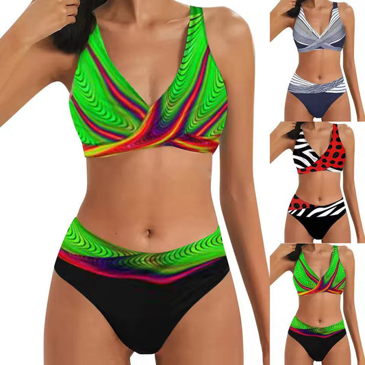 Women High Waisted Two Pieces Set Swimsuit Summer Beach Tankini Swimwear Bathing Suit Two Pieces Bikini Set Swimsuits Beachwear